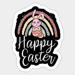 Happy Easter Day Cute Bunny With Eggs Easter Womens Girls Sticker